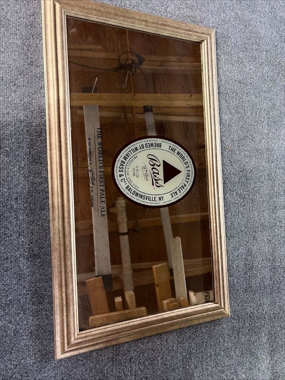 Vintage Bass Ale The World's First Pale Ale Framed Bar Mirror Sign-17x30-mancave
